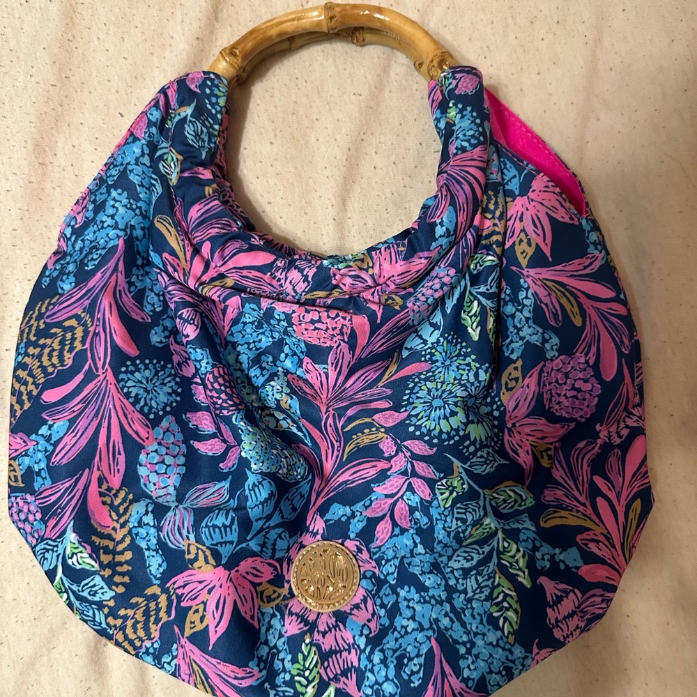 Lilly Pulitzer GWP Bamboo Bag Aegean Navy Calypso Coast